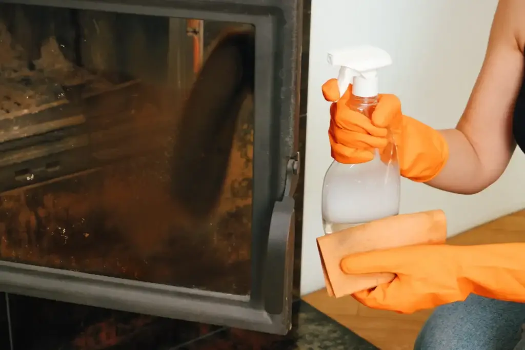 Fireplace glass cleaner