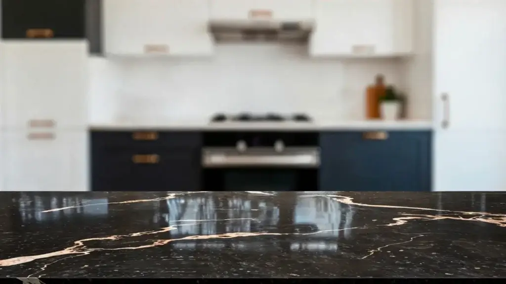 black marble kitchen countertop